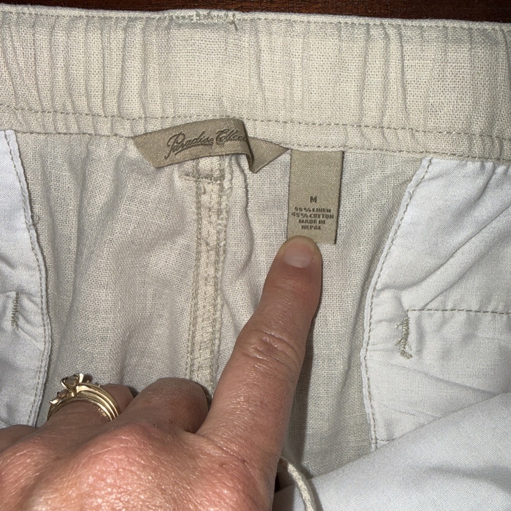 Paradise  Collection Pants Linen Blend Pants Straight Leg Cream Sz Medium 34x31 - Picture 4 of 8